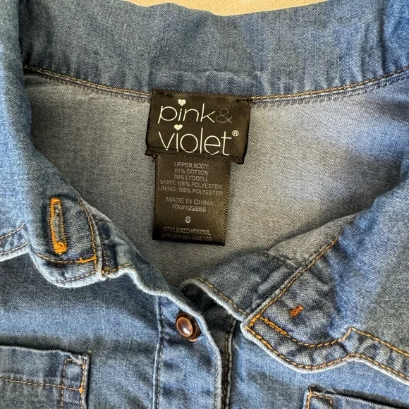 Pink & Violet | 3/4 Sleeved Chambray Tulle Knee Length Dress | Size 6 - Picture 2 of 4